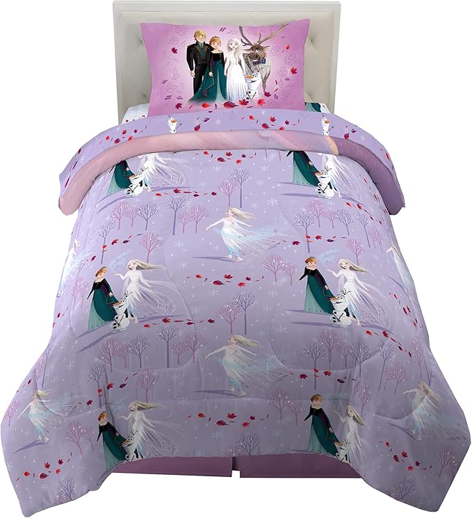 Disney Frozen 2 Kids Bedding Super Soft Comforter And Sheet Set, 4 Piece Twin Size, "Official" Disney Product By Franco
