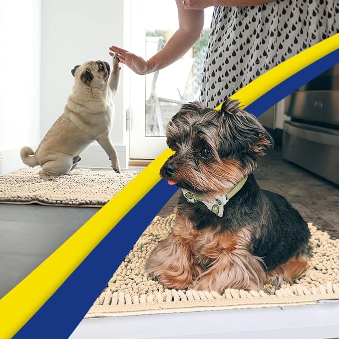 Muddy Mat® Shown ON TV Highly Absorbent Microfiber Door Mat and Pet Rug Non Slip Thick Washable Area and Bath Mat Soft Chenille for Kitchen Bathroom Bedroom Indoor and Outdoor - Beige XL 59"X35"