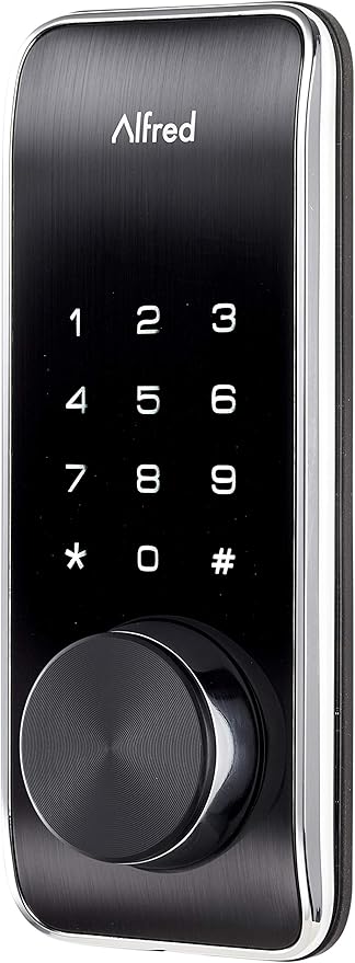 Alfred DB2-B Smart Door Lock Deadbolt Touchscreen Keypad, Pin Code + Key Entry + Bluetooth, Up to 20 Pin Codes (Chrome)