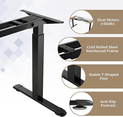 EUREKA ERGONOMIC Standing Desk (61"x43")- L Shaped Desk with Keyboard Tray Adjustable Height Sit Stand Computer Desk Corner Gaming Ergo Desk w Memory Presets, Monitor Stand, LED/USB/Dual Motor, Left