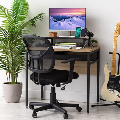 IRIS OWDN-8862 Computer Desk with Organizer, Monitor Stand, and Cable Tray, 31" - Rustic, Wood