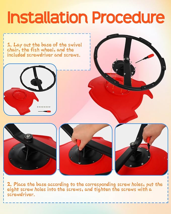 Spinning Chair for Kids Sensory, Kids Swivel Chair, Sit and Spin with Autism Spin Sensory Chair Improving Physical Coordination Red Non-Slip Metal Base for Child Aged 3+