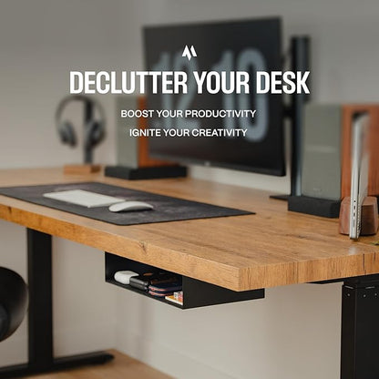 Under Desk Storage Shelf, Under Desk Tray, Carbon Steel Under Shelf Storage, Under The Desk Storage Small Shelf For Desk, Under Table Storage, Gaming Desk Accessories - 13 * 8 * 2.8 in