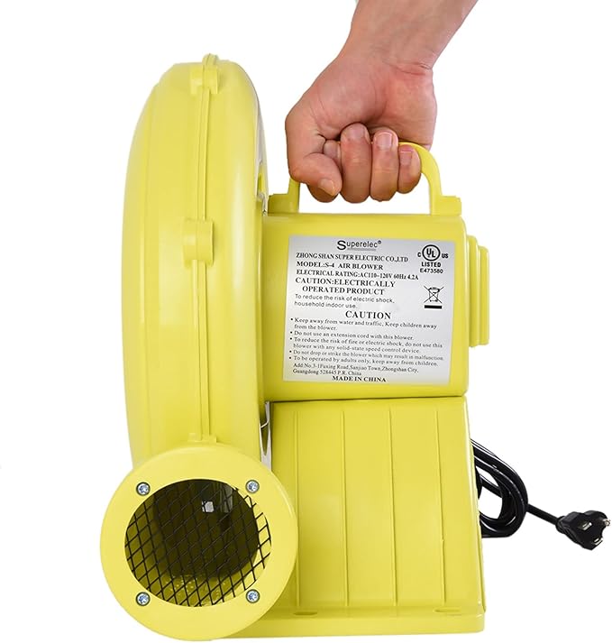350W Air Blower, Pump Fan Commercial Inflatable Bouncer Blower, Perfect for Inflatable Water Bounce House, Jumper, Bouncy Castle Yellow