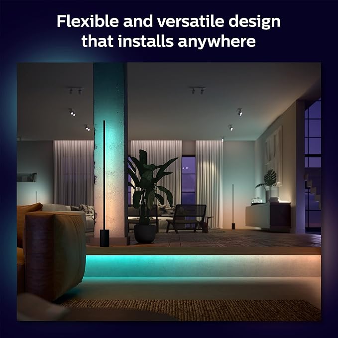 Philips Hue Indoor 3-Foot Smart LED Light Strip Extension - Flowing Multicolor Effect - Requires Base Kit - 1 Pack - Control with Hue App - Works with Alexa, Google Assistant and Apple HomeKit