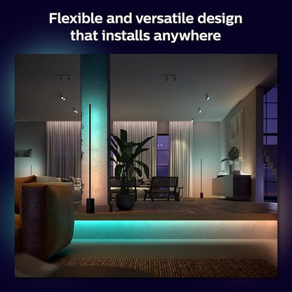 Philips Hue Indoor 3-Foot Smart LED Light Strip Extension - Flowing Multicolor Effect - Requires Base Kit - 1 Pack - Control with Hue App - Works with Alexa, Google Assistant and Apple HomeKit