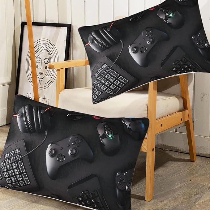 Gamer Comforter Set for Boys Teen Kids Full Size Gaming Comforter Soft Microfiber Gampad Quilt and Pillowcase Video Game Bedding Sets Room Decor (Color 1,Full)