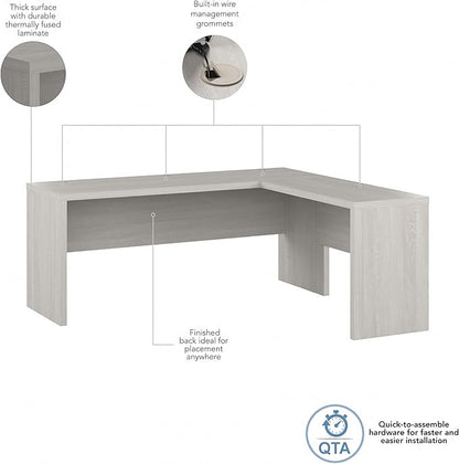 Bush Business Furniture Echo L Shaped Computer Desk, 72W, Gray Sand