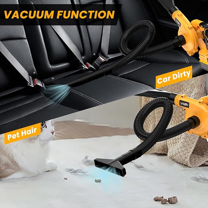 Cordless Leaf Blower for Dewalt 20V Max Battery, Jobsite Air Blower with Brushless Motor,6 Variable Speed Up to 180MPH,2-in-1 Handle Electric Blower and Vacuum Cleaner(Battery Not Included)