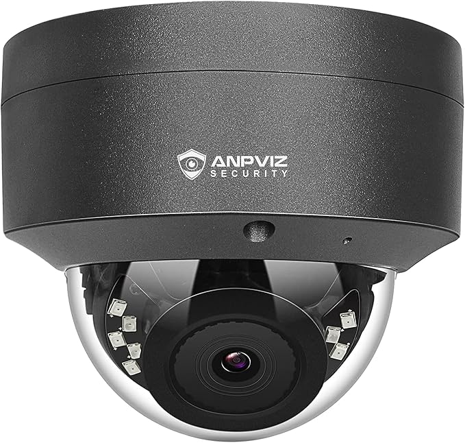 Anpviz 5MP PoE Camera, Outdoor Vandal Dome Security PoE IP Camera with Audio, 98ft Night Vision, H.265, 24/7 Recording Waterproof IP66 Indoor, Wide Angle 2.8mm (Grey), NDAA Compliant (U Series)