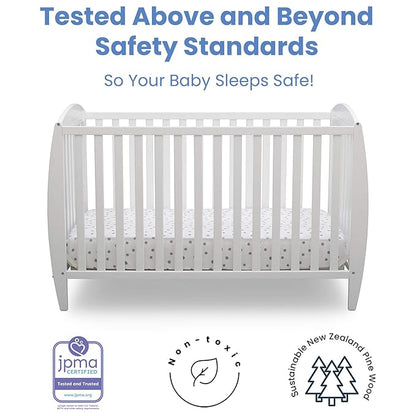 Delta Children Taylor 4-in-1 Convertible Baby Crib, Easy to Assemble, Sustainable New Zealand Wood, JPMA Certified, White