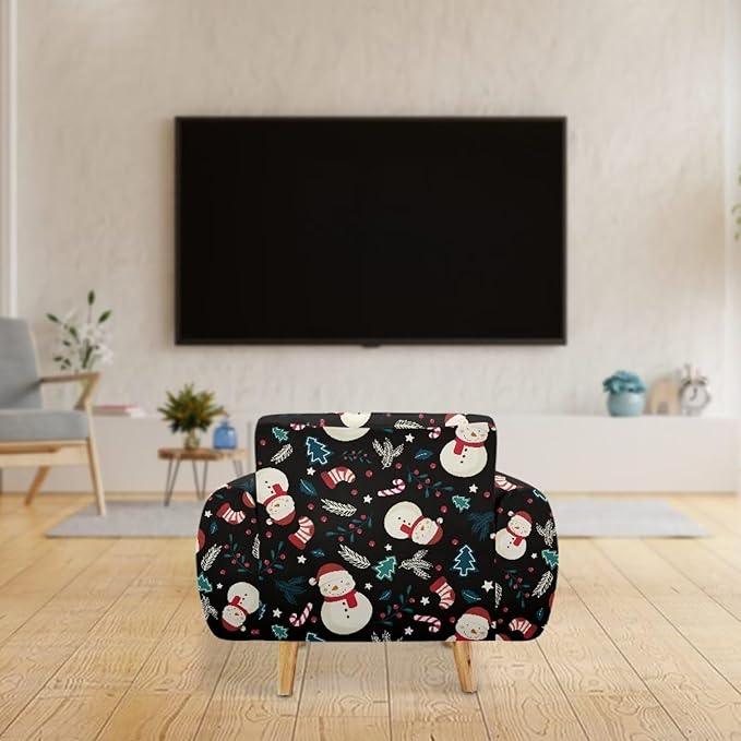 FKELYI Christmas Decor Sofa Couch Cover Cute Snowman Furniture Protector Easy Going Stretch Sofa Slipcover for Indoor Washable Sofa Slipcovers S