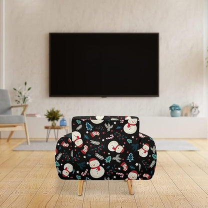 FKELYI Christmas Decor Sofa Couch Cover Cute Snowman Furniture Protector Easy Going Stretch Sofa Slipcover for Indoor Washable Sofa Slipcovers S