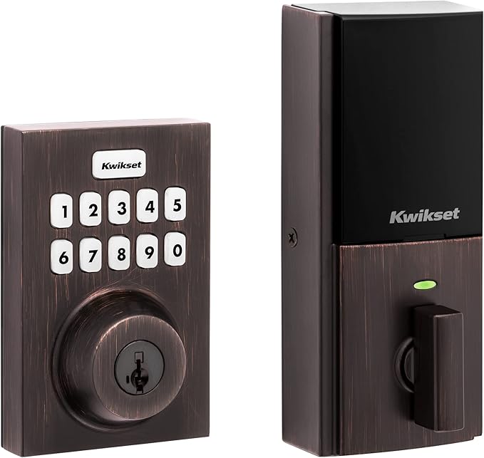 Kwikset Home Connect 620 Smart Lock Deadbolt with Z-Wave Technology, Works with Ring Alarm, Samsung Smartthings and More, Z-Wave Hub Required, Contemporary Design in Venetian Bronze