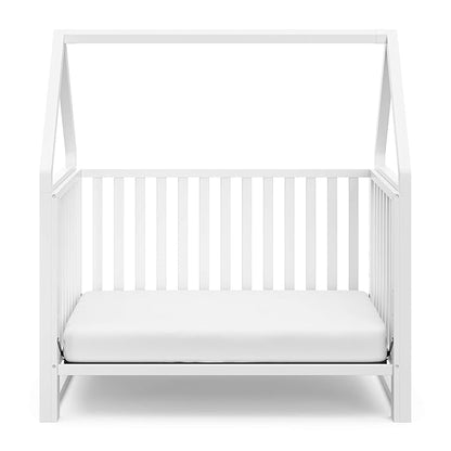Storkcraft Orchard 5-in-1 Convertible Crib (White) – GREENGUARD Gold Certified, Canopy Style Baby Crib, Converts from Crib to Toddler Bed, Daybed and Full-Size Bed, Fits Standard Crib Mattress