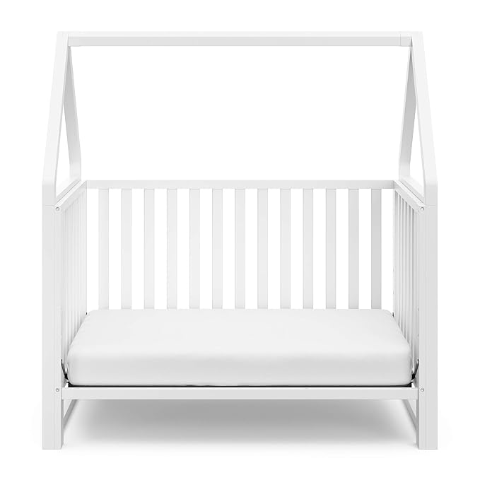 Storkcraft Orchard 5-in-1 Convertible Crib (White) – GREENGUARD Gold Certified, Canopy Style Baby Crib, Converts from Crib to Toddler Bed, Daybed and Full-Size Bed, Fits Standard Crib Mattress