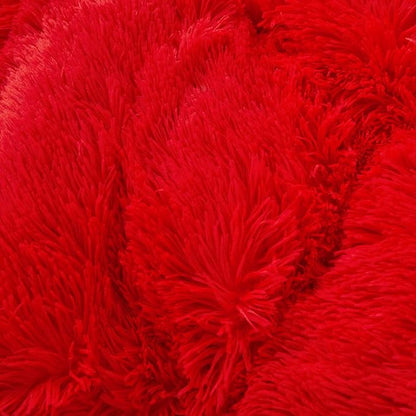 FOPPA Christmas red Comforter Cover Set Queen - Ultra Soft Plush red Bedding Sets 3 Pieces (1 Faux Fur Duvet Cover + 2 Faux Fur Pillow case) red Bed Set Queen (Red, Queen)