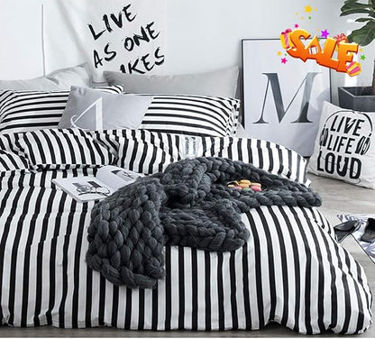 White and Black Stripes Comforter Set Cal King Women Bedding Set Soft Durable White Striated Bedding Set Black Stripes Cal King Quilts Hotel Quality Comforter Girls White Black Stripes Bed Set