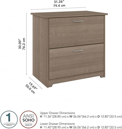 Bush WC31280 Cabot 2-Drawer Lateral File Cabinet, Letter/Legal, Ash Gray, 31-Inch