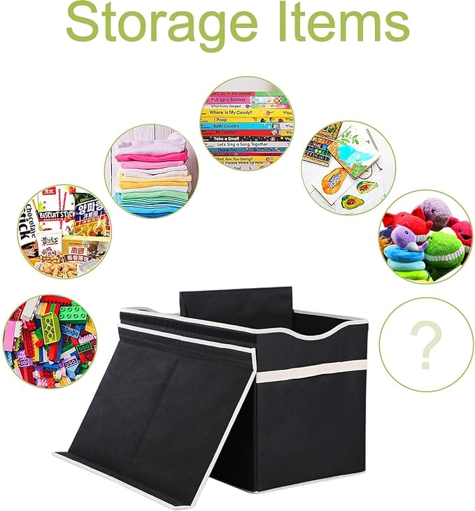 Toy Box Chest, Collapsible Sturdy Storage Bins with Lids, Extra Large Kids Toy Storage Organizer Boxes Bins Baskets for Kids, Boys, Girls, Nursery Room, Playroom, Closet (BLACK)