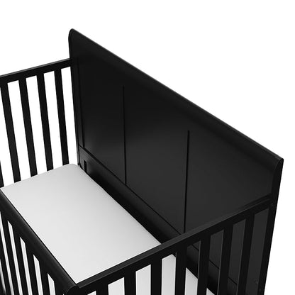 Graco Asheville 4-in-1 Convertible Crib with Drawer (Black) – GREENGUARD Gold Certified, Crib with Drawer Combo, Full-Size Nursery Storage Drawer, Converts to Toddler Bed, Daybed and Full-Size Bed