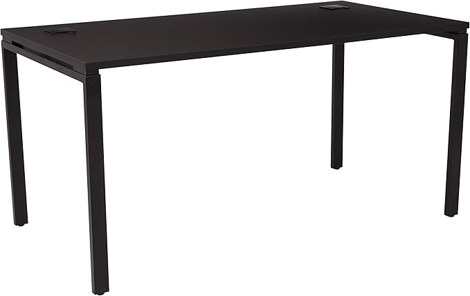 OSP Home Furnishings 60” Writing Desk with Black Laminate Top & Black Finish Metal Legs, 60