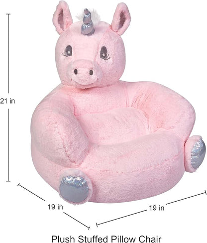 Trend Lab Pink Unicorn Toddler Chair Plush Character Kids Chair Comfy Furniture Pillow Chair for Boys and Girls, 21 x 19 x 19 inches