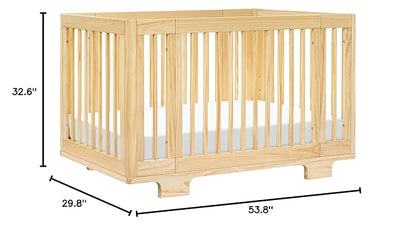 Babyletto Yuzu Convertible All-Stages Bassinet, Midi, Full-Size Crib in Natural, Greenguard Gold Certified, Portable & Adjustable with Conversion Kits and Pads Included