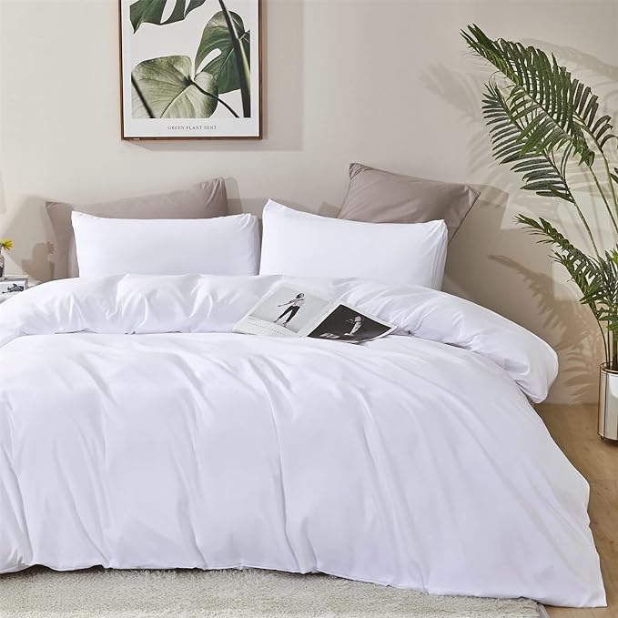 White Comforter King White King Beddig Soft 3 PCs Comforter Set 1 King Size Comforter(104x90 inches) with 2 Pillowcases (20x36 inches)