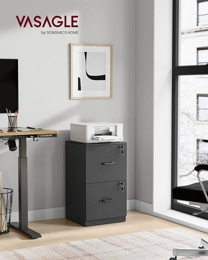 VASAGLE 2-Drawer Vertical File Cabinet, Filing Cabinet for Home Office, Printer Stand, with 2 Lockable Drawers, Adjustable Hanging Rail, for A4 and Letter-Size Files, Ink Black UOFC061B16