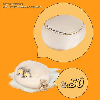 Stuffed Animal Storage Bean Bag Chair Cover for Kids Yellow Dog Shiba Inu Bean Bag Chair for Girls Large Size Toy Organizer Cover Only Without Filling