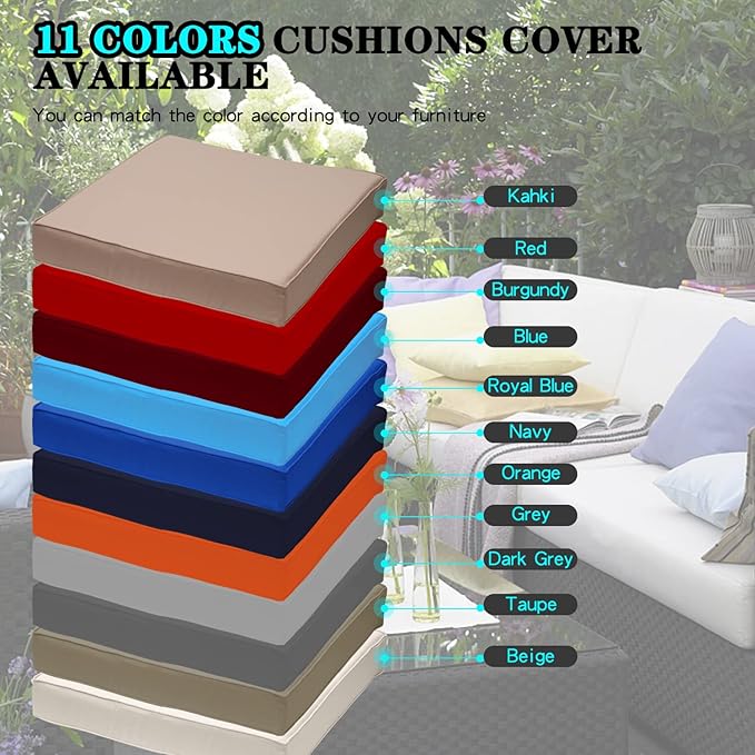 ClawsCover 14Pack Outdoor Patio Seat and Back Cushions Replacement Covers Fit for 7Pieces 6-Seater Wicker Rattan Sectional Couch Chair Furniture Set,Turquoise-Include Cover Only (Large)