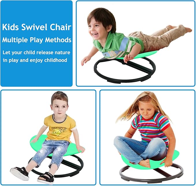 Sit and Spin Spinning Chair for Kids,Kids Swivel Sensory Chair,Sensory Spin Chair Seat Activity Toy for Kids,Training Body Coordination,Metal Base Non-Slip Wobble Chair Sitting Comfortably