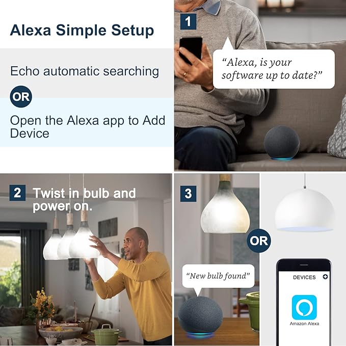 Sengled Alexa Light Bulbs, 75W Equivalent, S1 Auto Pairing with Alexa Devices, Smart Light Bulb that Work with Alexa, Bluetooth Mesh Smart Home Lighting, ‎Daylight 5000K, No Hub Required, 4-Pack