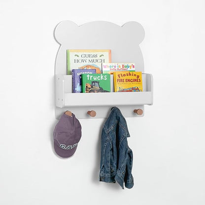 Delta Children babyGap Charlie 6-in-1 Convertible Crib + Brannan Bear Bookcase with Bins + Brannan Bear Wall Shelf with 4 Hooks, Bianca White (Bundle)