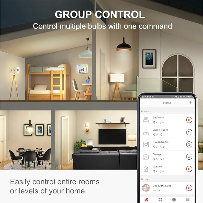 Sengled Alexa/Google Smart WiFi Light Bulbs, A19 Soft White 2700K, 800LM, No Hub - 2 Pack