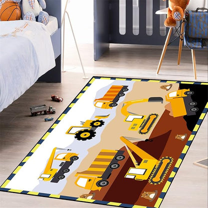 Construction Rugs for Boys Room Car Rug for Boys Room Car Rug Play Mat Kids Rugs for Playroom Car Play Mat Car Rugs for Kids Construction Decor for Boys Room 5'×7'