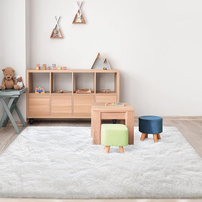 Super Soft Fluffy Shaggy Rugs 3x5 Feet for Living Room Bedroom, Fuzzy Plush Area Rugs for Girls Kids Room Nursery Home Decor, Furry Dorm Rug Cute Non-Slip Indoor Floor Carpet, Cream White