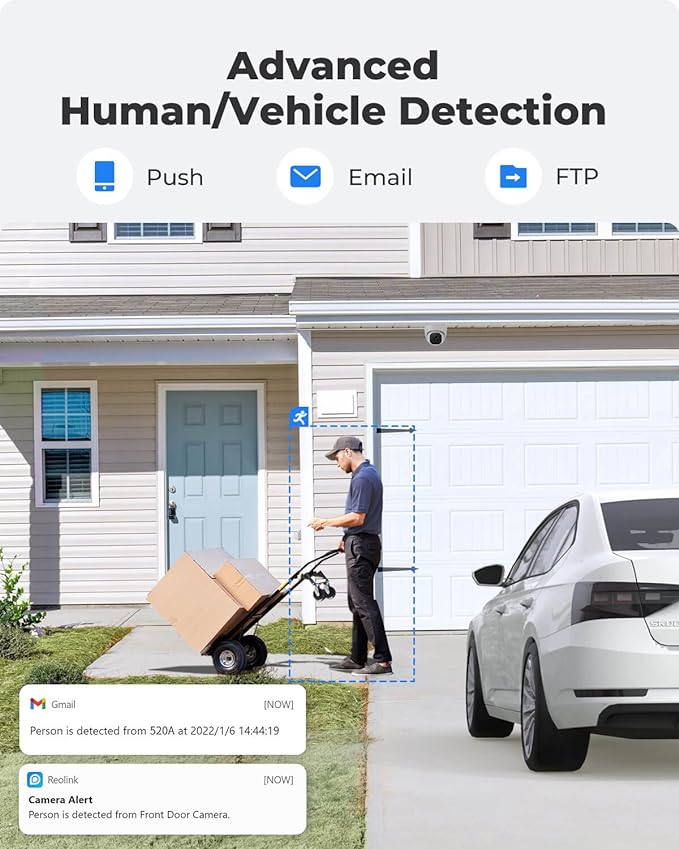 REOLINK 5MP PoE Security Camera, 2.8mm Len, 130° Diagonal, 100ft IR Night Vision, Up to 256GB SD Card, Built-in Mic, Human/Vehicle/Pet Detection for Outdoor Indoor Home Surveillance, RLC-520A-2.8mm