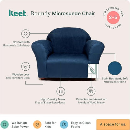 Keet Microsuede Children's Chair, Roundy,Wood, Indigo
