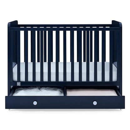 babyGap by Delta Children Graham 4-in-1 Convertible Crib with Storage Drawer TrueSleep Crib and Toddler Mattress (Bundle), Navy/Light Blue