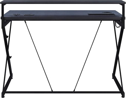 OSP Home Furnishings Emulator Battlestation Gaming Desk with RGB LED Lights, Black