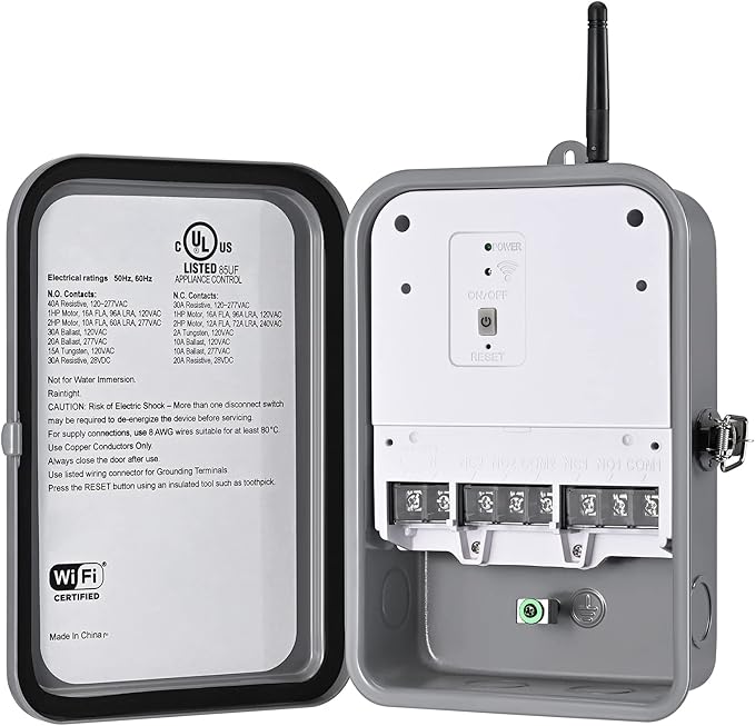 DEWENWILS Pool Pump Timer, Outdoor Wi-Fi Box, Heavy Duty 40A 120-277 VAC 2HP Wireless Controller Timer, Water Heater, Compatible with Smart Phone, Alexa, Google Assistant, UL Listed