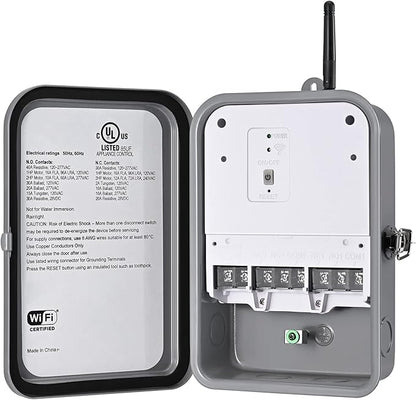 DEWENWILS Pool Pump Timer, Outdoor Wi-Fi Box, Heavy Duty 40A 120-277 VAC 2HP Wireless Controller Timer, Water Heater, Compatible with Smart Phone, Alexa, Google Assistant, UL Listed
