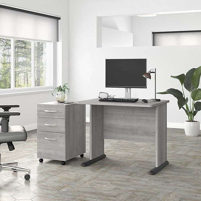 Bush Business Furniture Studio A Small Computer Desk, Commercial-Grade Gaming and Work Table for Home or Professional Office, 36W, Platinum Gray