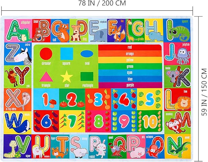 Playtime Collection ABC, Numbers and Shapes Educational Area Rug Soft Toddlers Kids Play Rug Mat Learning Mat for Classroom Bedrooms 78x59 Inch