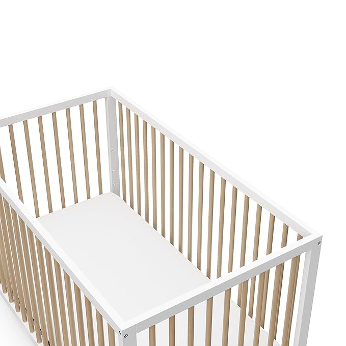 Graco Teddi 5-in-1 Convertible Crib (White with Driftwood) – GREENGUARD Gold Certified, Converts to Daybed, Toddler & Twin Bed with Headboard and Footboard, Adjustable Mattress Height