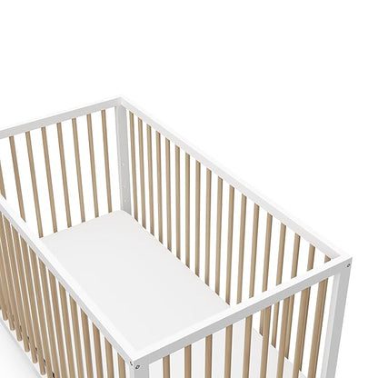 Graco Teddi 5-in-1 Convertible Crib (White with Driftwood) – GREENGUARD Gold Certified, Converts to Daybed, Toddler & Twin Bed with Headboard and Footboard, Adjustable Mattress Height