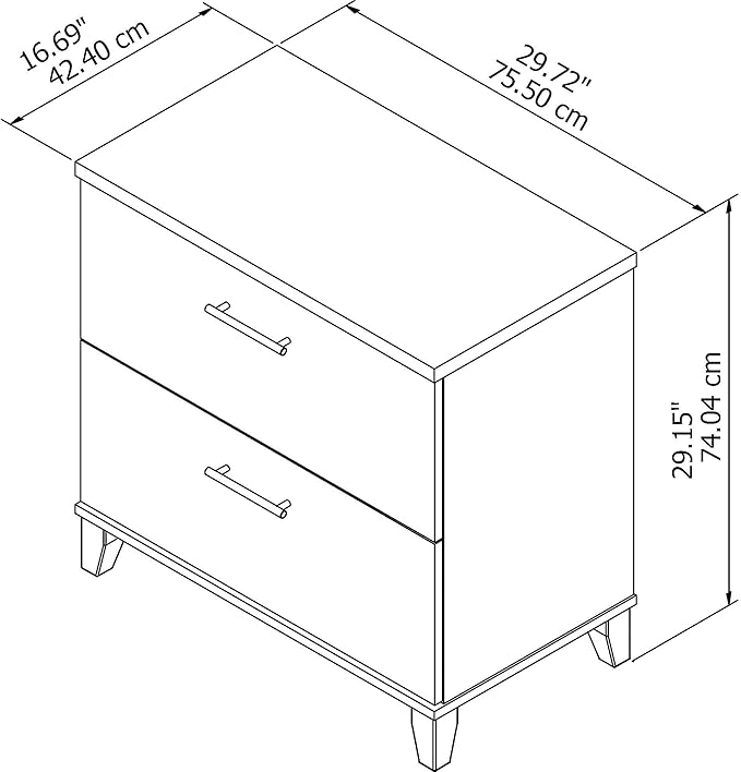 Bush Furniture Somerset 2 Drawer Lateral File Cabinet | Letter, Legal, and A4-size Document Storage for Home Office, 30W x 17D x 29H, Maple Cross