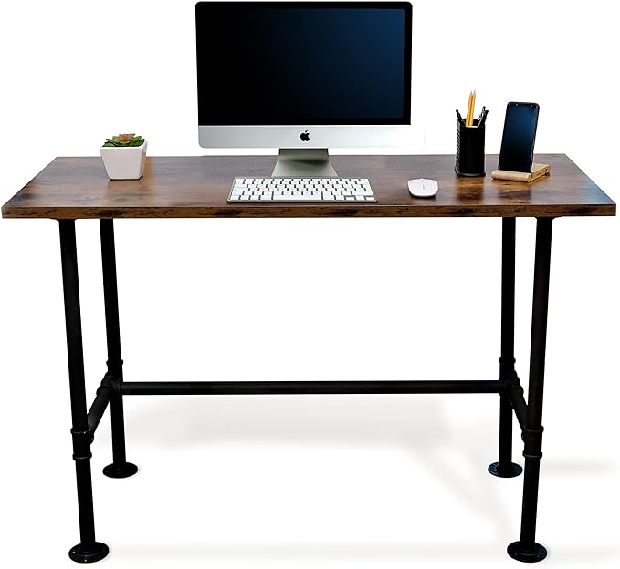Industrial Pipe Desk Work From Home Set Up, Rustic Industrial Desk Home, Rustic Pipe Table With Industrial Pipe Desk Industrial Computer Desk Workstation Metal Industrial Desk Style Modern Study Desk